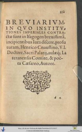 Breviarium, In Quo Institutiones Imperiales Contractæ sunt in Isagogen brevissimam
