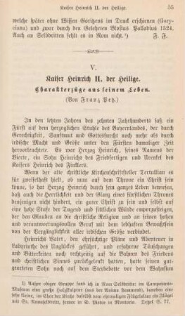 55-76 Kaiser Heinrich II. der Heilige : Charakterzüge aus seinem Leben