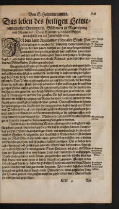 Das leben des heiligen Heimerammi oder Emmerami/ Bischoven zu Regenspurg und Martyrers ...