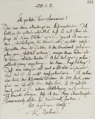 Brief an Ferdinand Avenarius