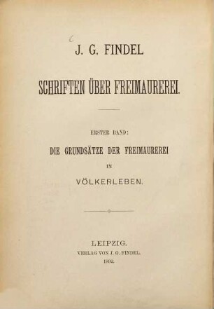 Schriften über Freimaurerei, 1
