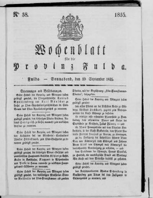 Nr. 38, Ausgabe vom 19. September 1835