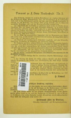Vorwort zu F. Hirts Realienbuch. Nr. 3
