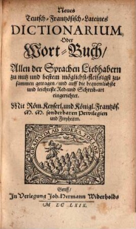 Dictionarium trium linguarum : neues, deutsch-franz.-lateinisches Dictionarium