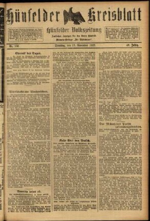 Ausgabe vom Dienstag, den 13. November 1923.