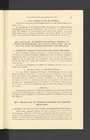 a. Redaktion der "Annalen der Hydrographie und maritimen Meteorologie".