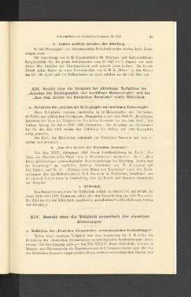 a. Redaktion der "Annalen der Hydrographie und maritimen Meteorologie".