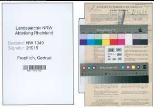 Entnazifizierung Gertrud Froehlich , geb. 05.11.1905 (Lehrerin)
