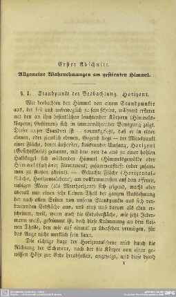 Erster Abschnitt. Allgemeine Wahrnehmungen am gestirnten Himmel