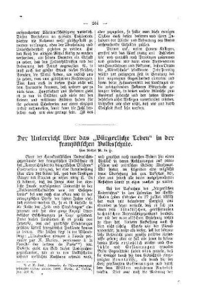 Der Unterricht über das "Bürgerliche Leben" in der französischen Volksschule
