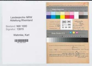 Entnazifizierung Karl Wahmke, geb. 01.09.1899 (Postsekretaer)