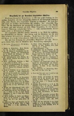 Verzeichniß der zur Recension eingesandten Schriften
