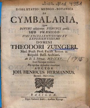 Dissertatio-Medico-Botanica De Cymbalaria