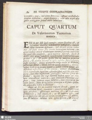 Caput Quartum De Vesuvianorum Torrentium materia