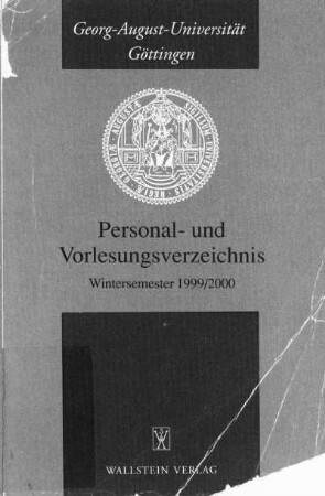 WS 1999/2000: Personal- und Vorlesungsverzeichnis ...