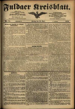 Ausgabe vom Freitag, den 23. April 1909.