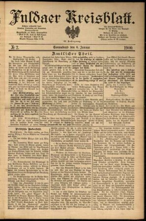 Erste Ausgabe vom Samstag, den 06. Januar 1900.