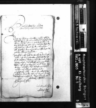 Schreiben des Abts von Roggenburg an den Herzog von Württemberg betr. Rückerstattung Adelberger Dokumente