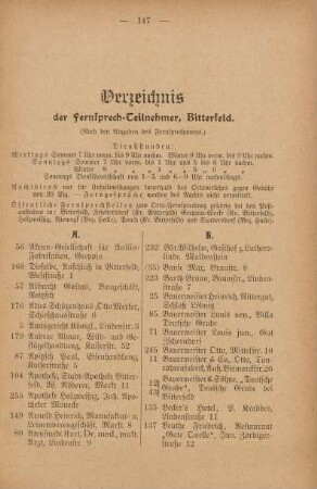 Verzeichnis der Fernsprech-Teilnehmer, Bitterfeld