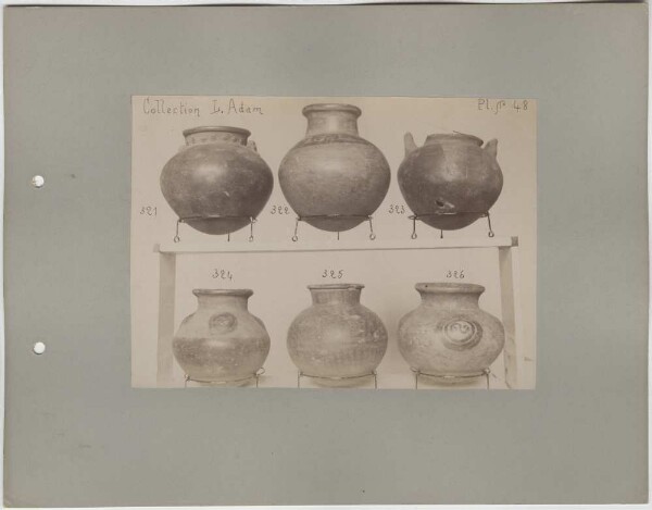 Six clay vessels. L. Adam Collection