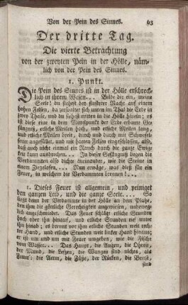 Die vierte Betrachtung von der zweyten Pein in der Hölle, nämlich von der Pein des Sinnes