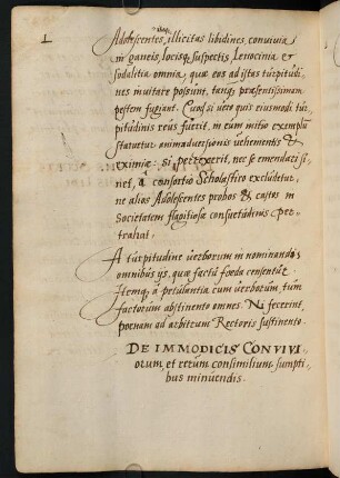 De immodicis conviviorum, et rerum consimilium sumptibus minuendis.