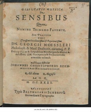 Disputatio Physica De Sensibus