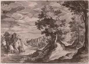 Flußlandschaft mit bewegten Ufern