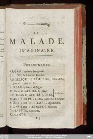 Le Malade. Imaginaire.