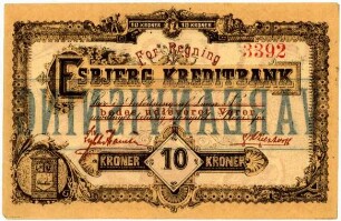 Geldschein, 10 Kroner, 1894 - 1898?
