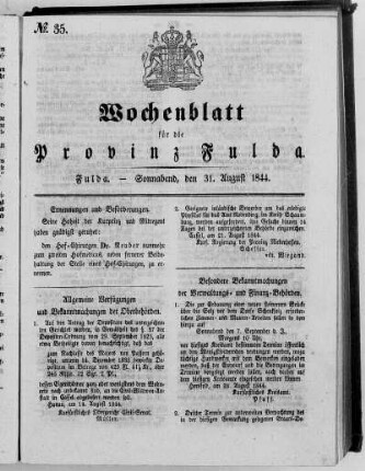 Nr. 35, Ausgabe vom 31. August 1844
