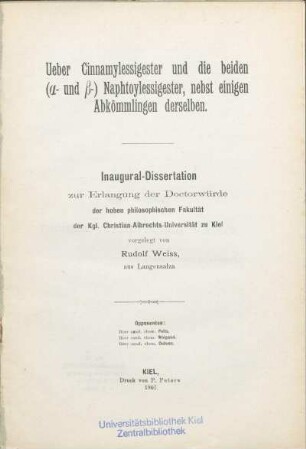 Ueber Cinnamylessigester und die beiden (α- und β-)Naphtoylessigester, nebst einigen Abkömmlingen derselben