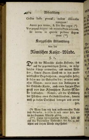 Kurzgefaßte Abhandlung von der Römischen Kaiser-Würde.