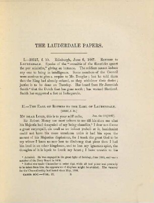 The Lauderdale papers, 2. 1667 - 1673