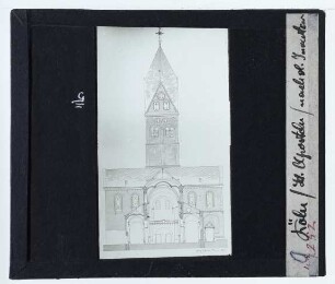 Köln, St. Aposteln : Querschnitt u. Aufriss v. Querhaus u. Turm