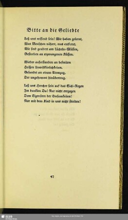 Bitte an die Geliebte