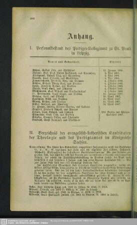II. Verzeichniß der evangelisch-lutherischen Kandidaten der Theologie und des Predigtamtes im Königreiche Sachsen