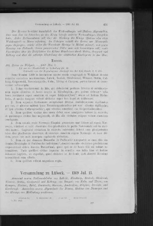 Versammlung zu Lübeck. - 1369 Jul. 13.