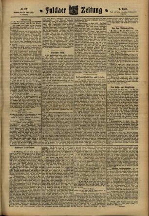 Zweite Ausgabe vom Dienstag, den 25. April 1911.