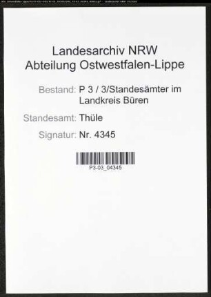 Heiratsregister Standesamt Thüle