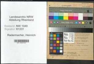 Entnazifizierung Heinrich Radermacher , geb. 16.04.1919 (Kaufmaennischer Angestellter)