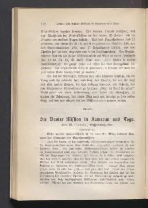 Die Basler Mission in Kamerun und Togo