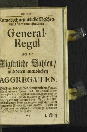 General-Regul über die Figürliche Zahlen/ ...