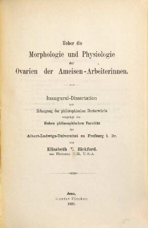 Ueber die Morphologie und Physiologie der Ovarien der Ameisen-Arbeiterinnen