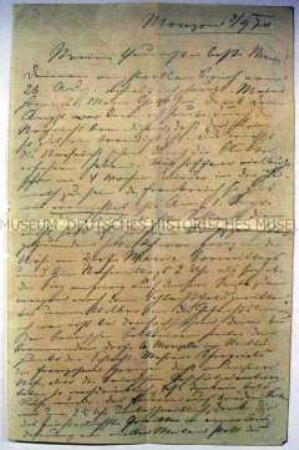 Brief von Bernhard Rostosky an seine Frau, mit Briefumschlag