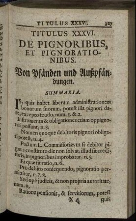 Titulus XXXVI. De Pignoribus, Et Pignorationibus. - Titulus XL. De Spolio.