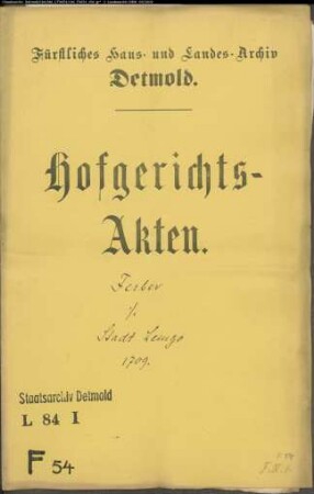 Ferber, Johann, Bürgermeister zu Detmold gegen Stadt Lemgo - Schuldforderung