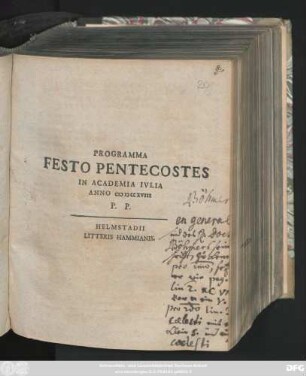 Programma Festo Pentecostes In Academia Ivlia Anno MDCCXVIII P. P.