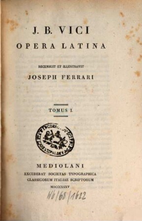 J. B. Vici Opera latina, 1