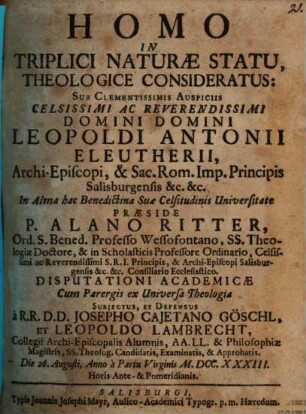 Homo in triplici naturae statu theologice consideratus